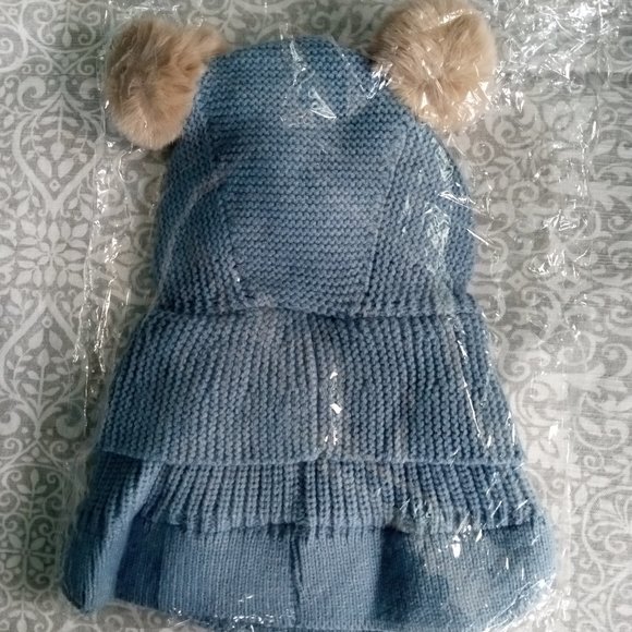 NWOT - Kids Knit Pom Pom Hat  attached Scarf/Collar - Picture 3 of 6
